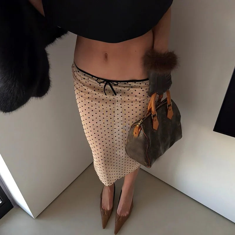 Talenza Sexy Polka Dot Maxi Skirt Women's Summer See-through Print Straight Skirts Fashion Party Elegant Women's Casual Skirts