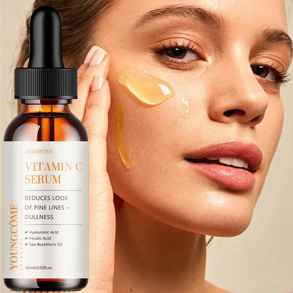 Vitamin C Serum Hydrating Facial Care with Hyaluronic Acid Ferulic Acid Sea Buckthorn Oil For Daily Skin Nourishment Lightweight