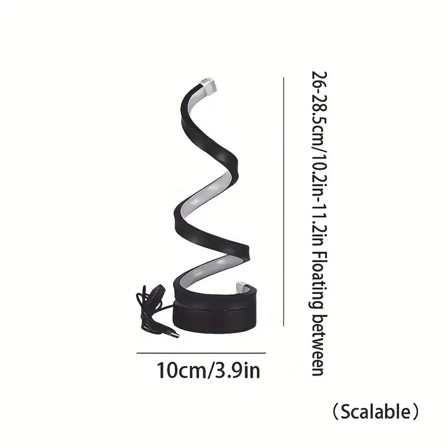 Modern LED Table Light with USB - Adjustable Brightness, Warm White Light, Spiral Design, Suitable for Bedroom, Living Room, Off