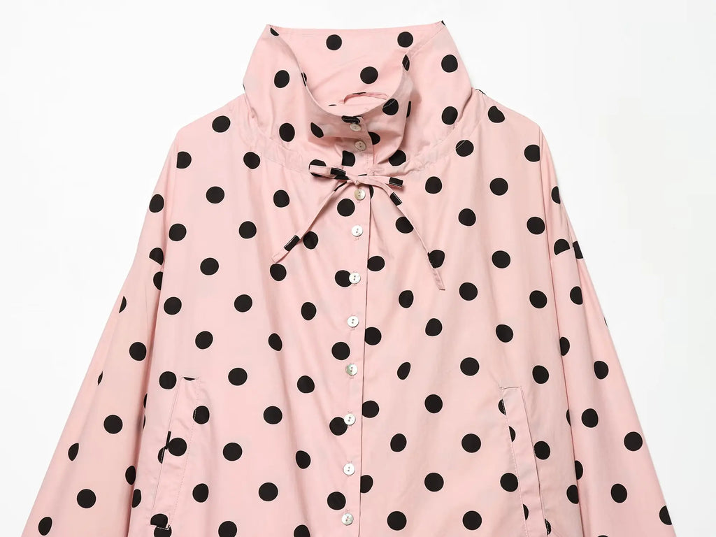 KONDALA Vintage Pink Polka Dot Pink Women Elegant Shirt Fashion 2026 Single Breasted Shirt Chic Night Party Fall Female Blouse