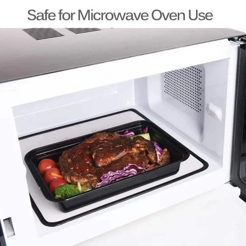 10/30pcs Disposable Food Containers Black Plastic Salads Sandwiches Lunch Box with Lids Home Kitchen Refrigerator Storage Boxes