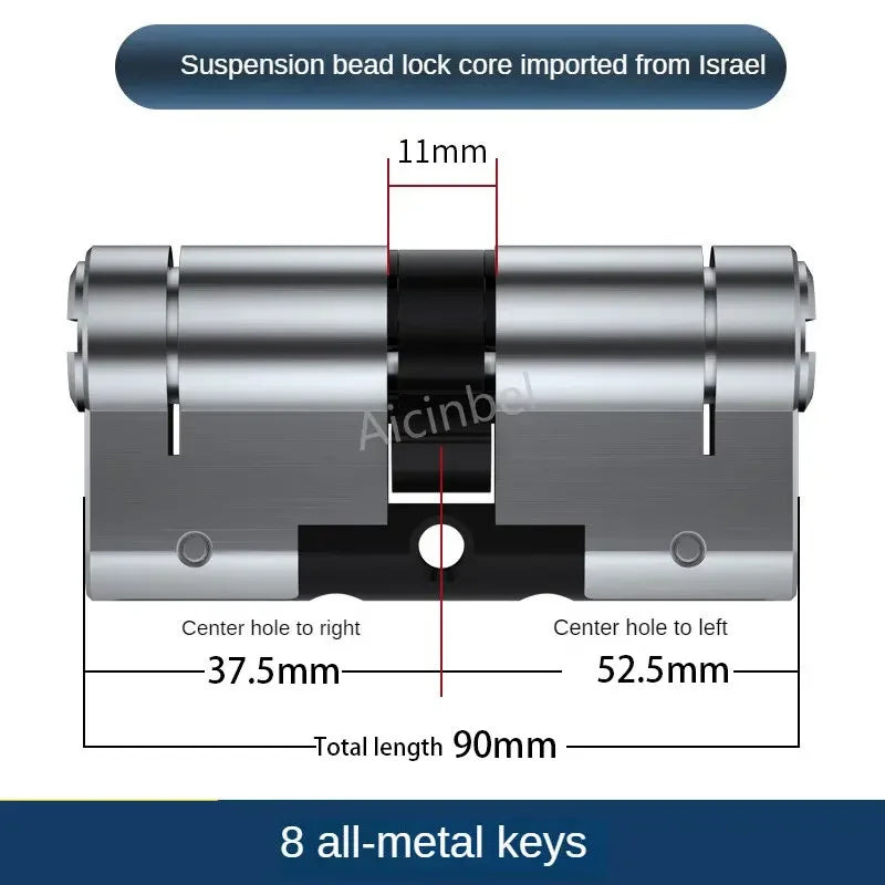 65-130MM High Quality European Standard Lock Cylinder,Super C-Level Anti-Theft Door Lock Cylinder,Household Copper Lock 8 Keys