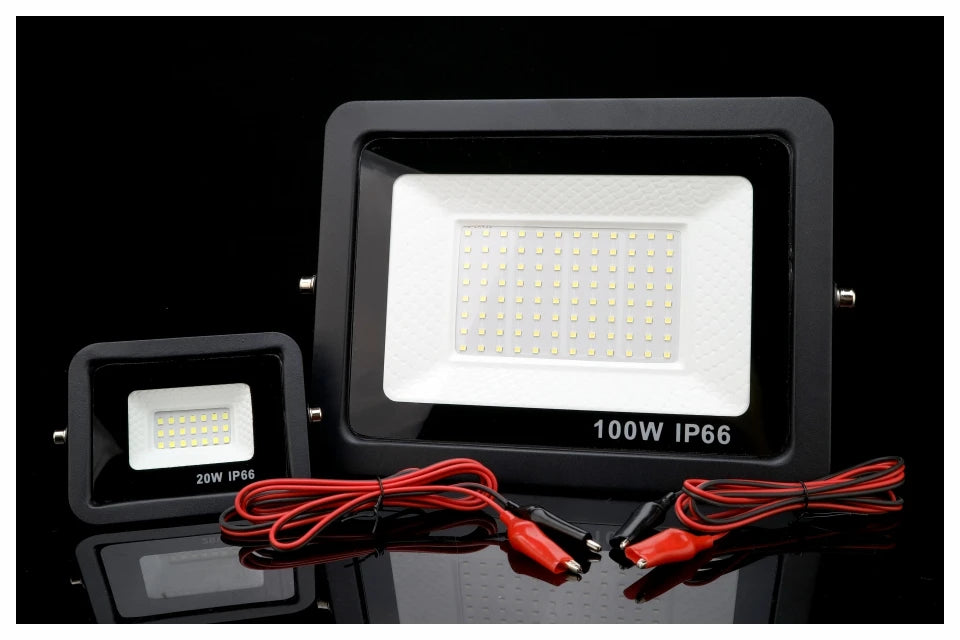 DC12V Led Flood Light 20W 30W 50W 100W Outdoor Floodlight Spotlight IP66 Waterproof Light Reflector Portable 12 Volt Led Lights