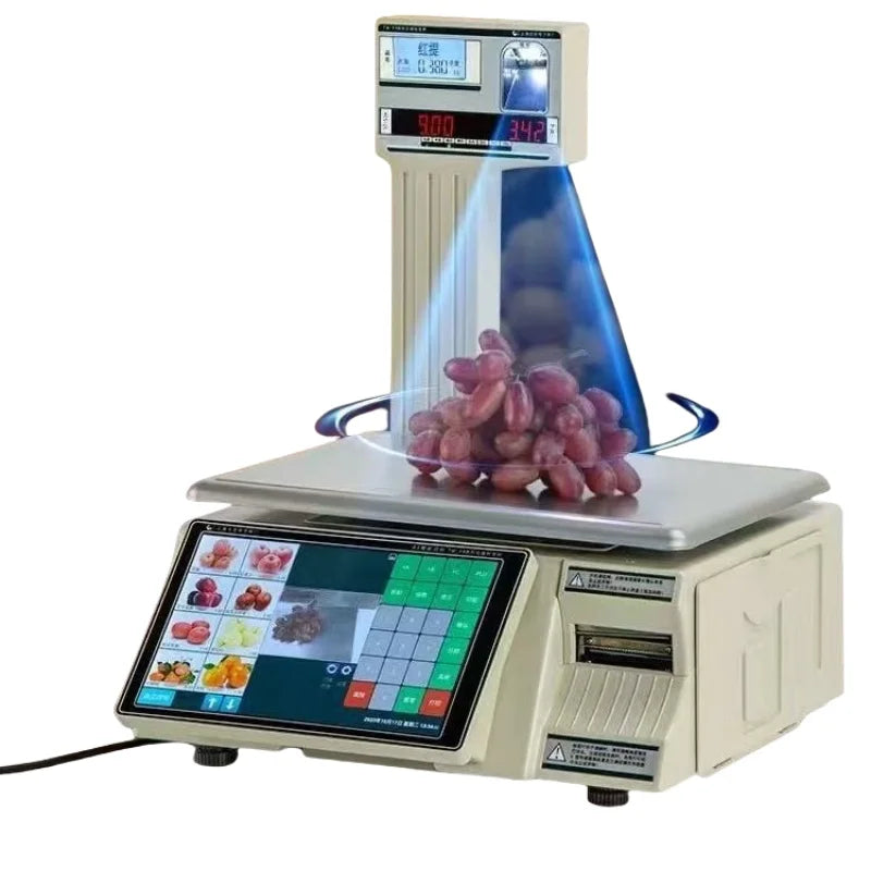 Weighing TM-F66 30kg AI Touch Screen Supermarket Label Scale Cash Register Hot Label Scale Weighing Scale