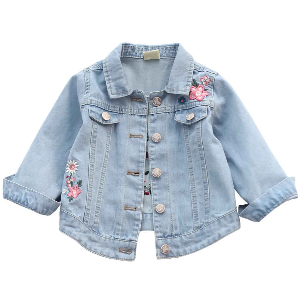 Girls Denim Jacket,Children's Cowboy Coat,Transition Jacket with Embroidered,Denim Coat,Outdoor Jeans Jacket for Spring Autumn