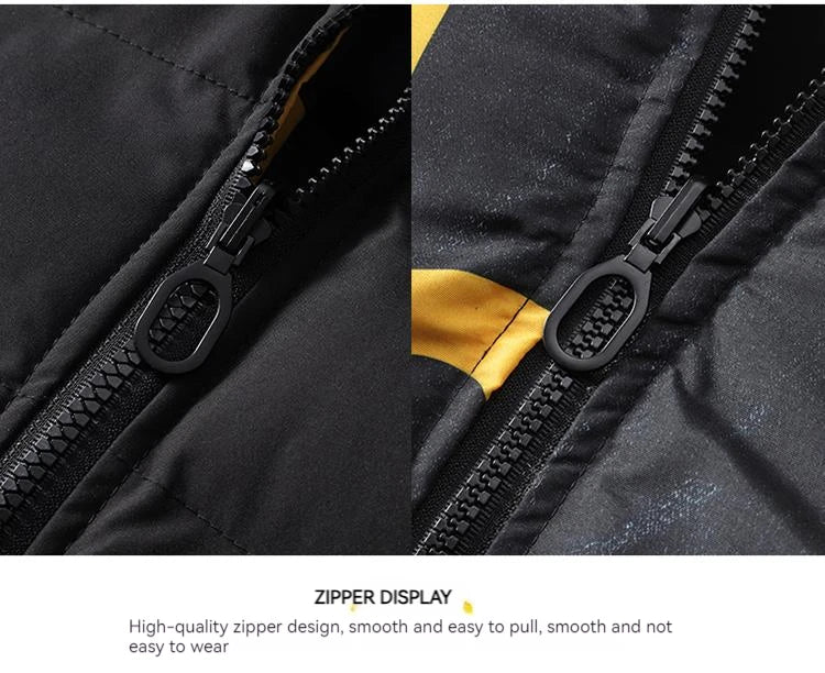 Ueteey Winter Warm Cotton Jacket Men 2023 Windproof Padded Thick Hooded Parkas Down Jakcets Casual Outdoor Mens Coat Streetwear