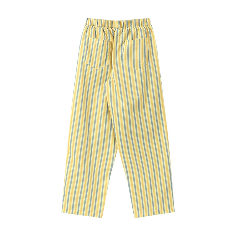 Casual Striped Pleated Vest Pants Women's Set Elegant Sleeveless O-neck Top Wide Leg Trousers 2026 Summer Vacation Lady Outfit