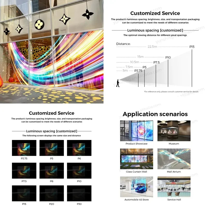 Self-Adhesive Flexible Soft LED Transparent Screen Wall Glass Display Project Supported LED Film for Shopping Mall