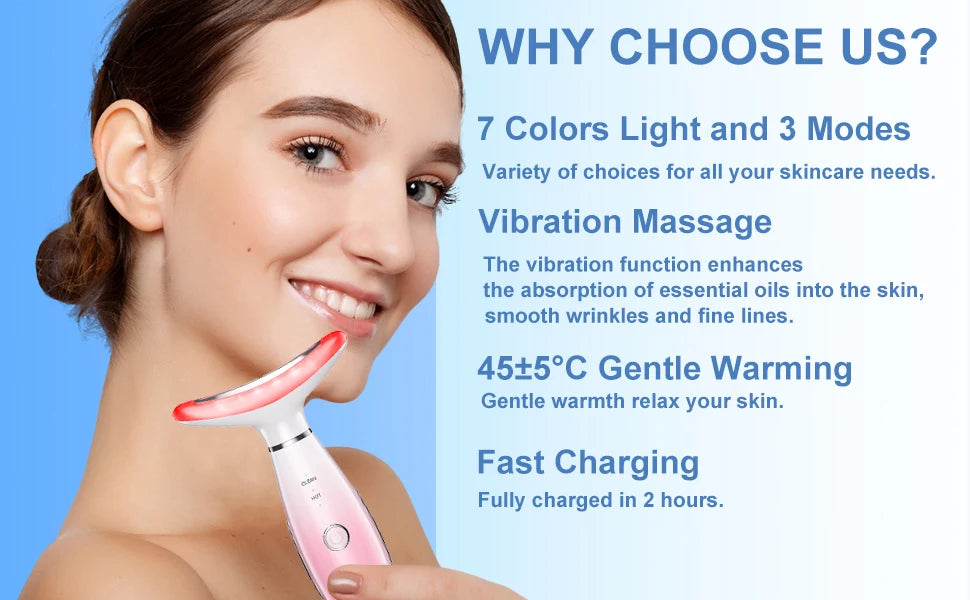 7 Colors Anti Wrinkle Facial Massager Neck Face Beauty Device Skin Tighten Facial Lift Device Reduce Double Chin Skin Care Tool