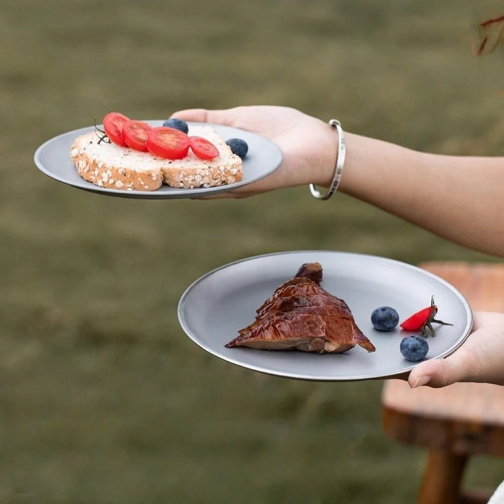 Camping Plate Lightweight Camping Plate For Barbecue Home Dinnerware Round Frosted Picnic Gear Reusable Tableware