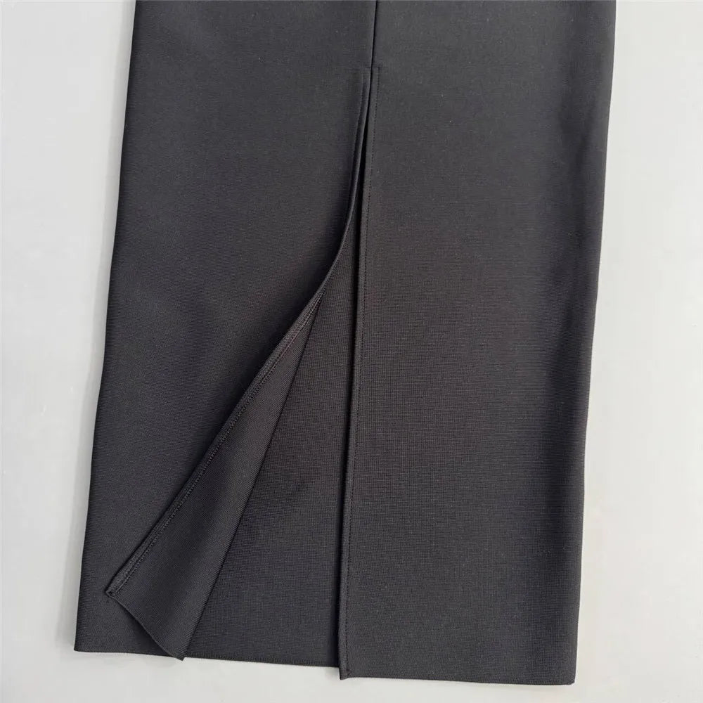 2025 Summer New Women Bandage Dress Sexy Spaghetti Strap Beading Clothes Club Party Maxi Dresses