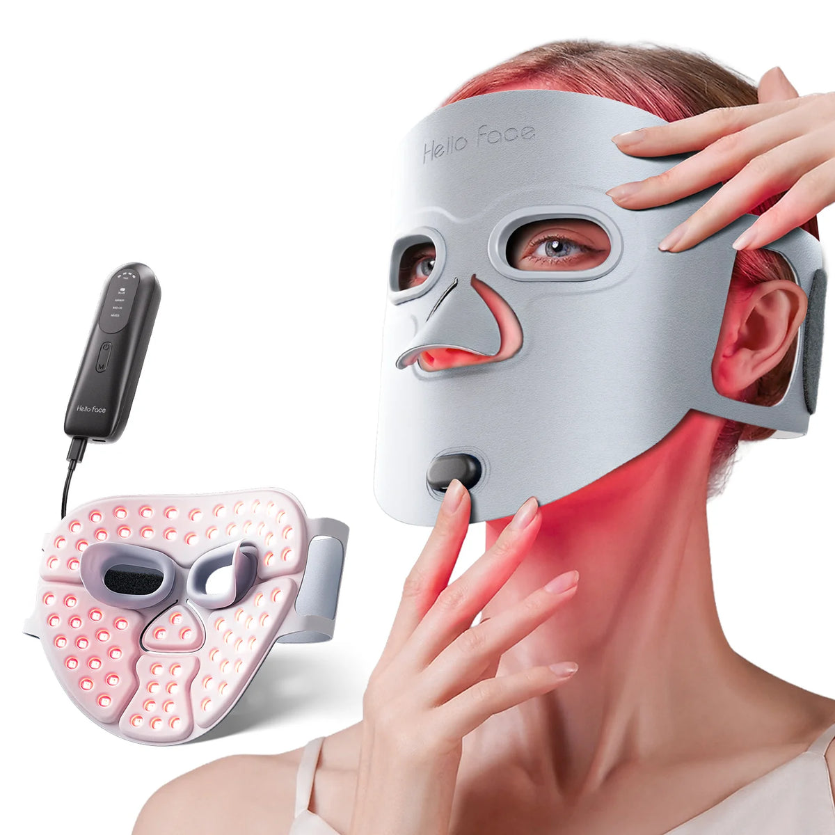 Hello Face M500S Black Wireless Face Black Mask Light Therapy 850nm Infrared & 660 nm Red Light Masks