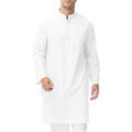 2025 New Fashion Men's Cotton Long Sleeve Stand Collar Knee Length Casual Trendy Solid Color Jubba Thobe Male Muslim Clothes