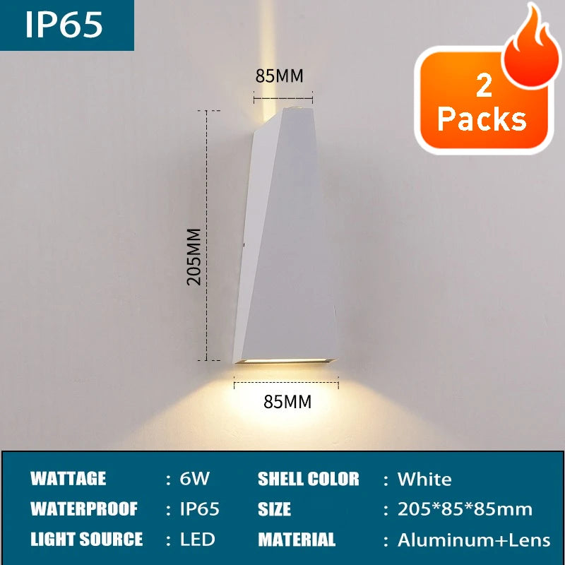 Outdoor LED Wall Lamp 6W 10W IP65 Waterproof Aluminum Wall Lights Porch Garden Fence Indoor Modern Nordic Sconce Lamps AC85-265V