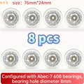 8-Piece PU Replacement Wheels 76mm(3") with ABEC-7 Bearings, PP+PU Material Fit Inline Skates/Kids Scooters/Strollers/Luggage