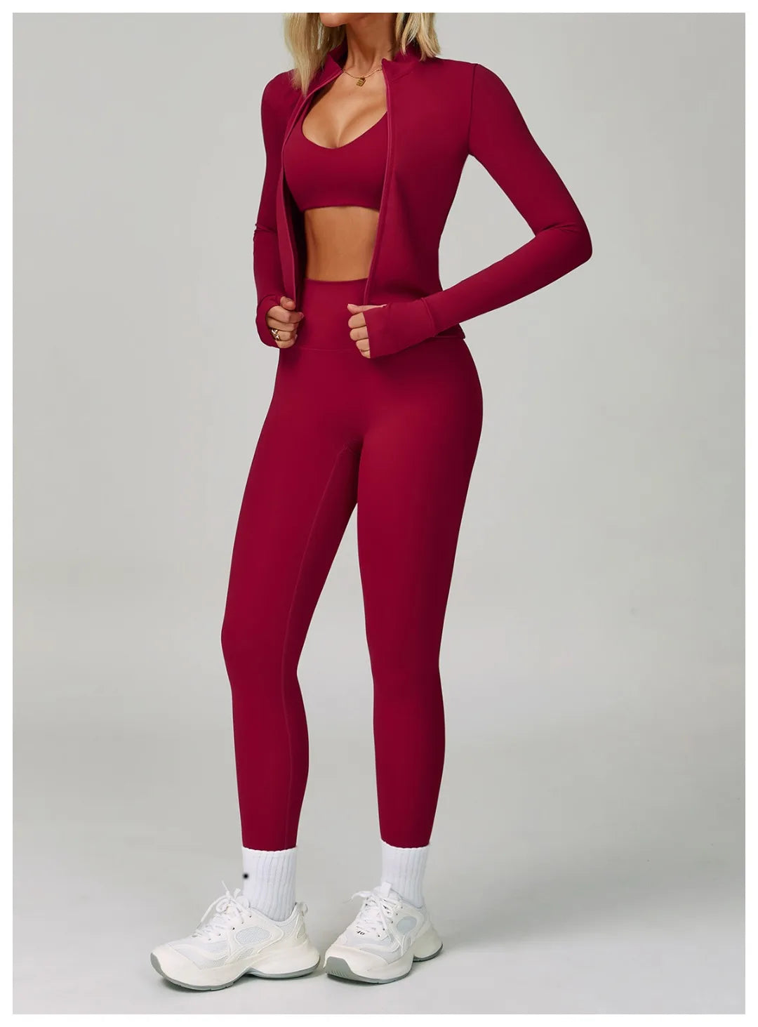 3PCS Women's Yoga Set Peach Hip Sports Jacket Shorts Fitness Set Tight Sports Bra Pants Set Workout Gym Leggings Sports Yoga Set