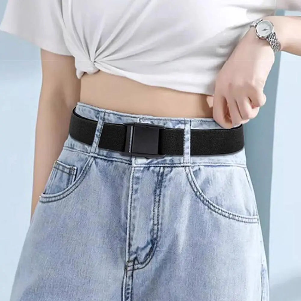 Unisex Invisible Elastic Stretch Belt No Show Flat Buckle Waistband for Jeans Dresses Men Women Adjustable Comfort Casual Belts