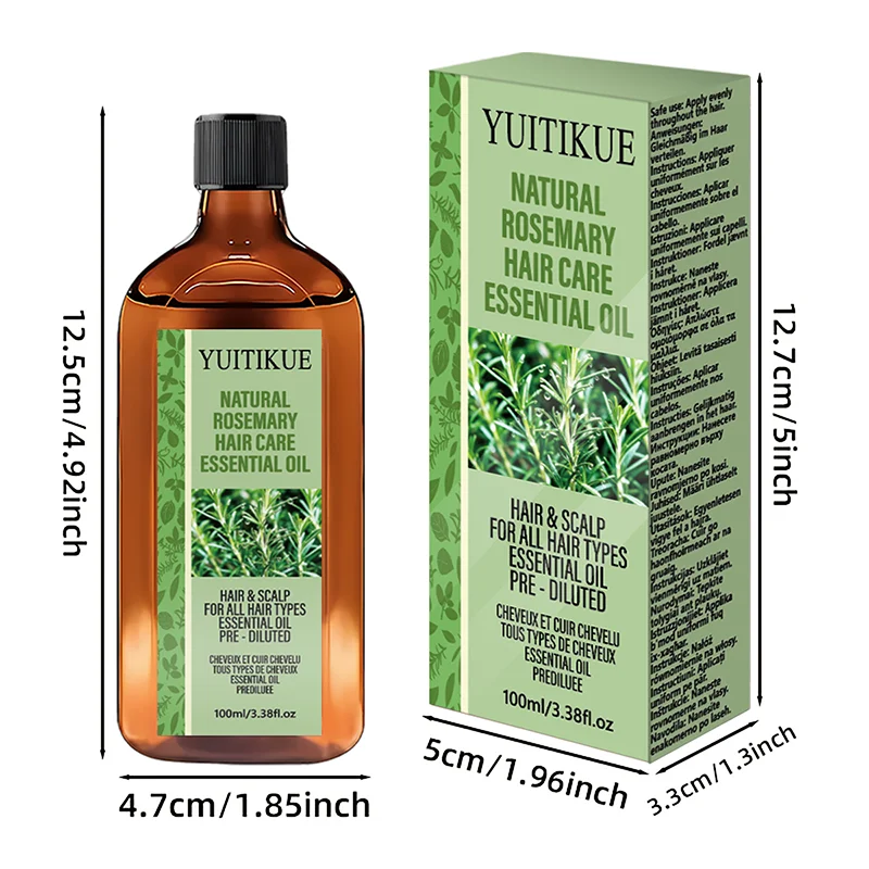 Multi-use Rosemary Hair Care Oil 100ml Natural Plant Extract Hydrate Scalp Tame Frizz Volumize Thin Hair Essential Oil
