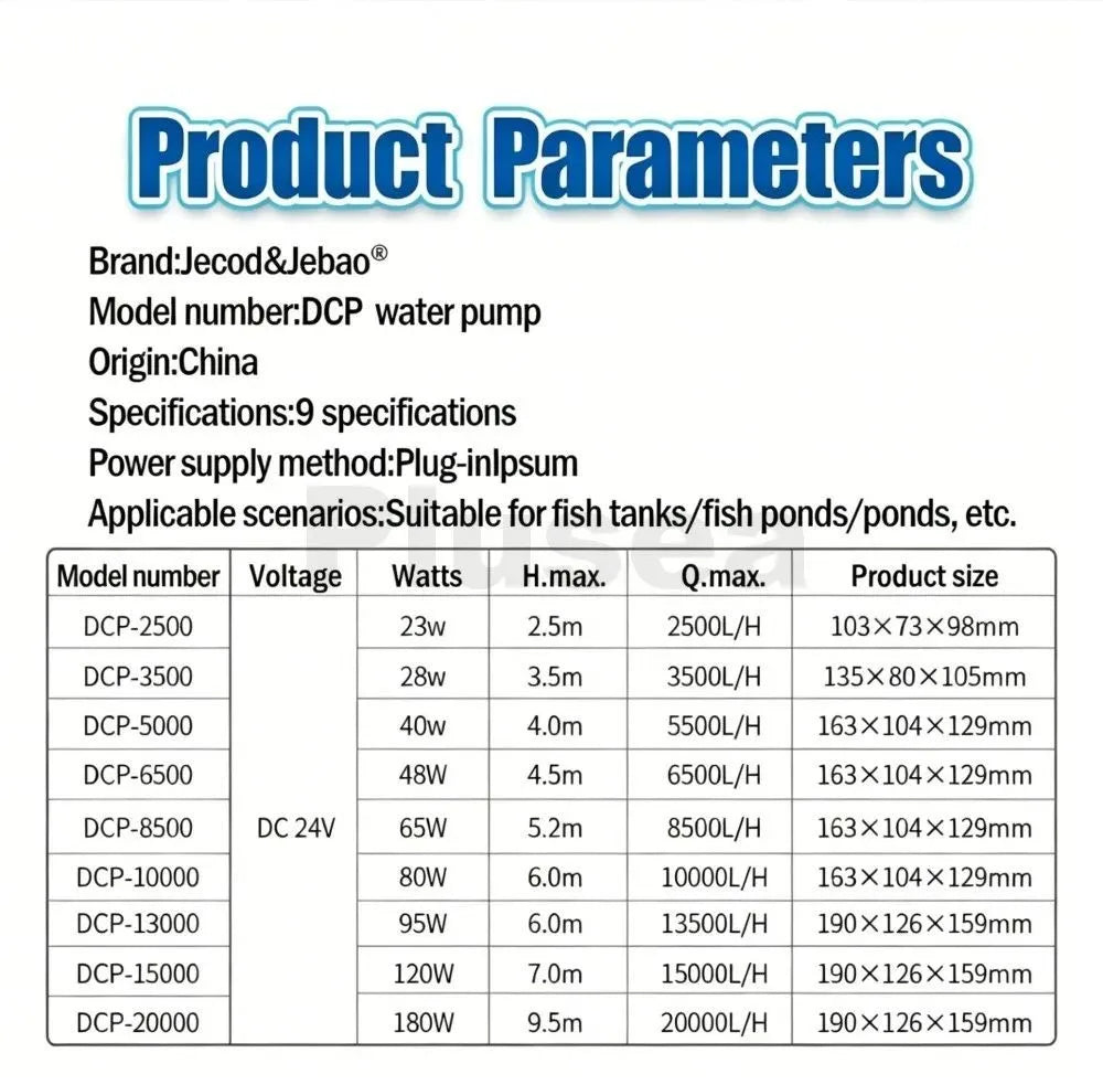 Jebao DCP Sine Wave DC Pump 2500-20000L/H Adjustable Flow Submersible Water Pump for Freshwater Saltwater Reef Tank Pond