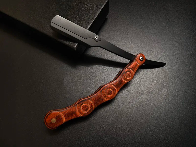 wooden trimmer manual shaver professional straight edge stainless steel sharp barber razor folding shaving blade shave beard cut