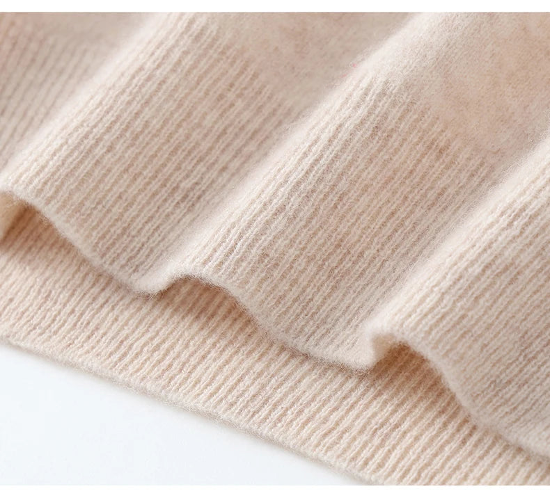 Autumn/Winter Men's 100% Pure Cashmere Pullover Business Casual Solid Knitted Sweater Loose Half High Neck Tops Thick Jumper