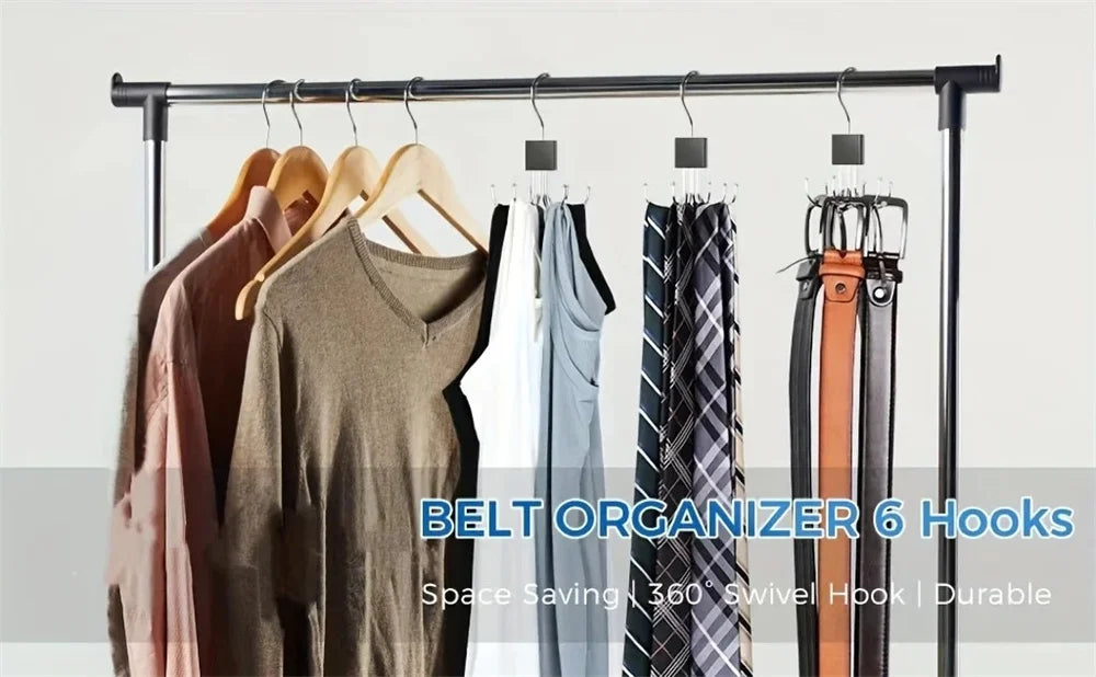 360°Rotating Belt Hanger Hook Durable Belts Rack Organizer for Belts Scarves Bras Ties Home Dorm Storage Hanger Closet Organizer