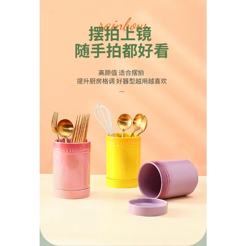 Porcelain Kitchen Utensil Holder for Countertop,Ceramic Storage Organizer for Knives Spoons and Forks,Cooking Tools Container