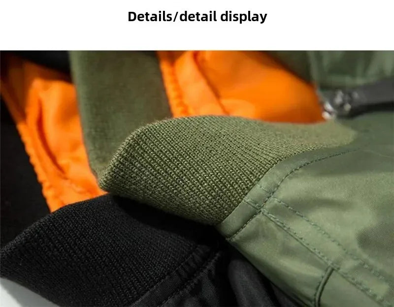 American Style Thickened Baseball Uniform Autumn Winter Army Green MA-1 Bomber Jacket Plus Size Stand Collar Work Jacket For Men