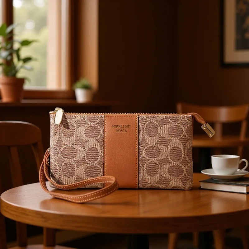 Soft Leather Printed Mobile Phone Handbag, New Women's Fashionable, Lightweight, Mini Bag, Multifunctional Coin Purse