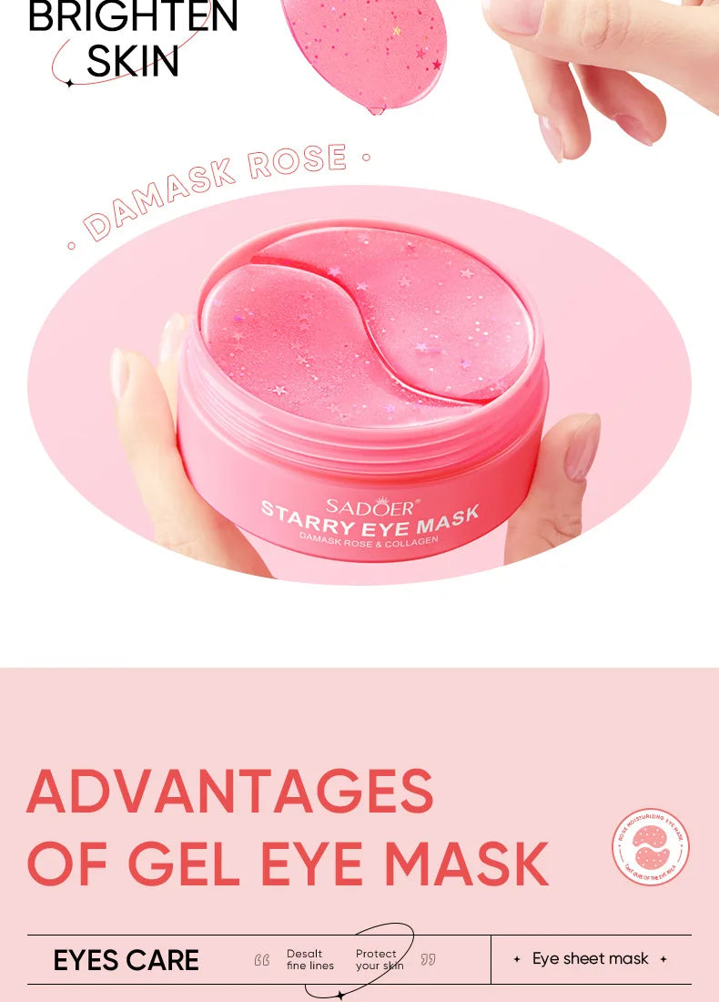 60 Pieces of Rose Starry Sky Collagen Eye Mask, Anti-Dark Circles, Anti-Eye Bags, Moisturizing and Firming Eye Patches, Eye Skin Care