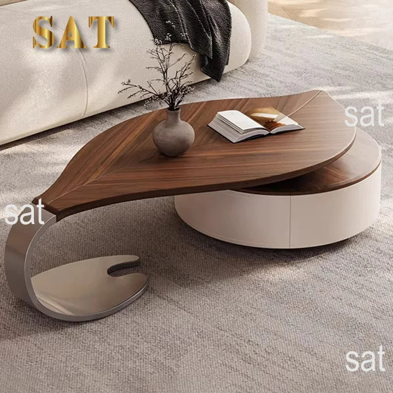 ！@Living Room Furniture Set Wooden Modern Nesting China Small Oval Shape Side Tea Table Design Leaf Shaped Coffee Table