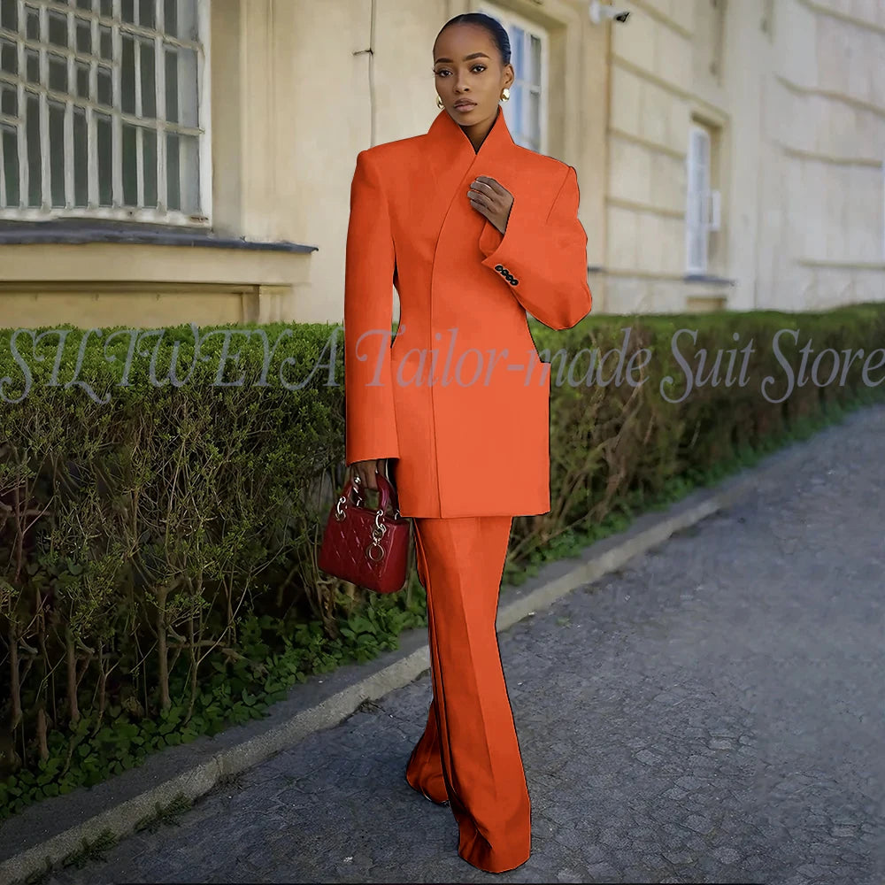 White Pants Suit Woman Luxury 2 Pieces Jacket Pants Smart Casual Office Lady Blazer Set Solid Color Trajes De Mujer Elegante