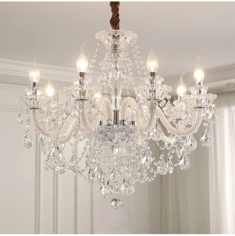 Luxury Home Crystal Chandeliers Villa Lighting for Living Room Decorate LED Ceiling Pendant Lights Indoor Hanging Lights Fixture