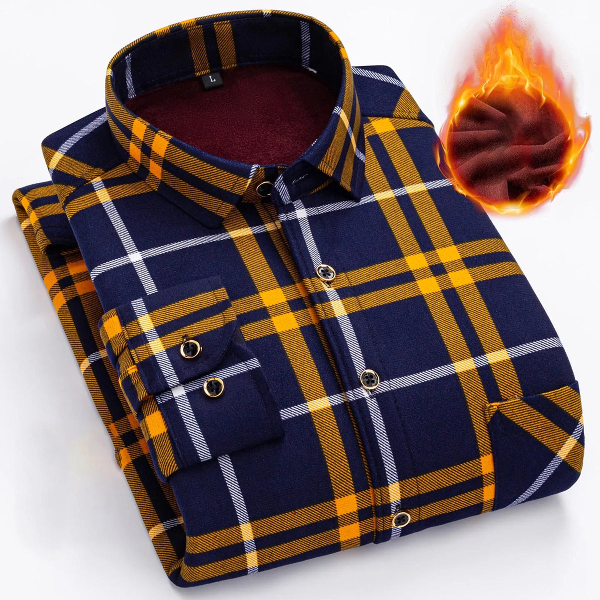 2025 Men's Autumn Winter Warm Long Sleeve Casual Plaid Shirts Thickern Fleece Check Shirts for Men Plus Size Male Office Clothes
