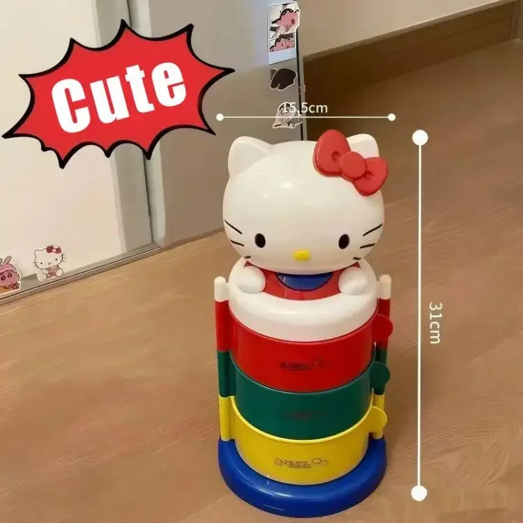 Hello Kitty Organizer Box Kawaii Rotating Storage Box Cute Makeup Holder Three Layer Desktop Organizer