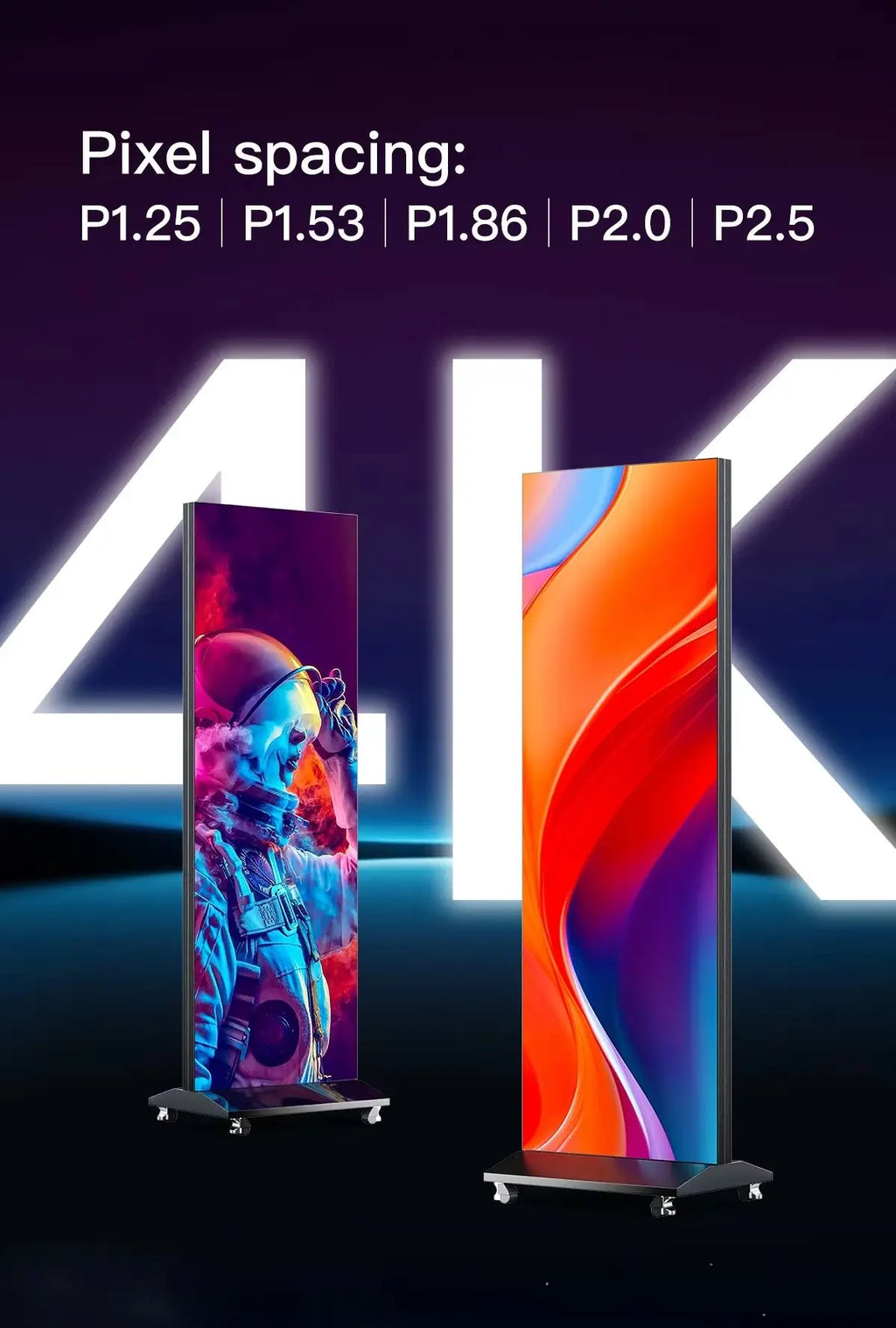 P1.25 P1.6 P1.8 4G Control Floor Standing Panel Mall Indoor Advertising Poster Wall