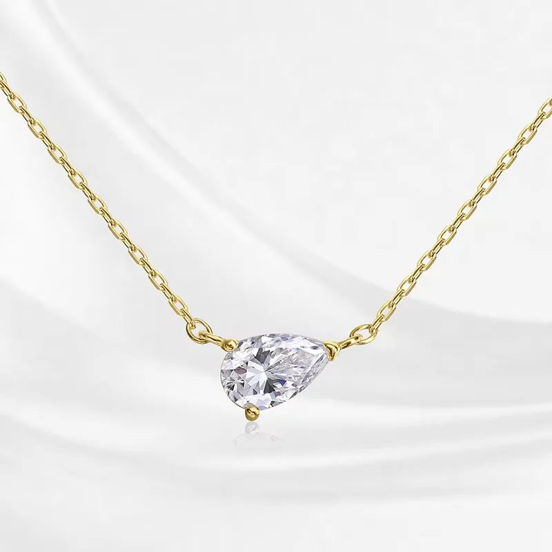 Smyoue 1-4CT Pear Cut Moissanite Pendant Necklace for Women Girls 3 Designs Lab Diamond Wedding Silver 925 Chains Fine Jewelry
