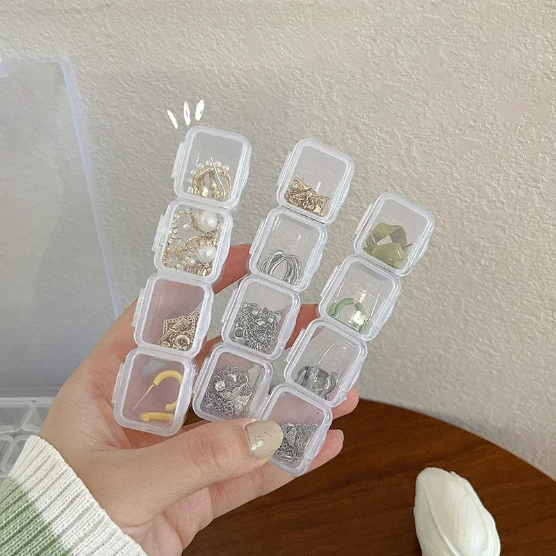 1 Pack 28/56 Transparent Jewelry Box Dustproof Multi-Compartment Storage Box for Earrings and Necklaces