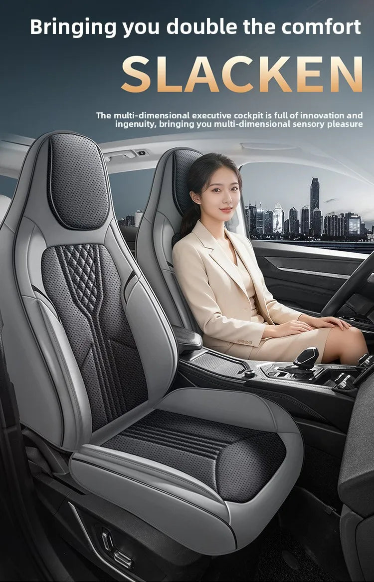 Universal Sporty Seat Luxury Car Seat Full Cover Perforated Breathable Leather Sedan SUV. Cushion Car Seat Full Cover Protection