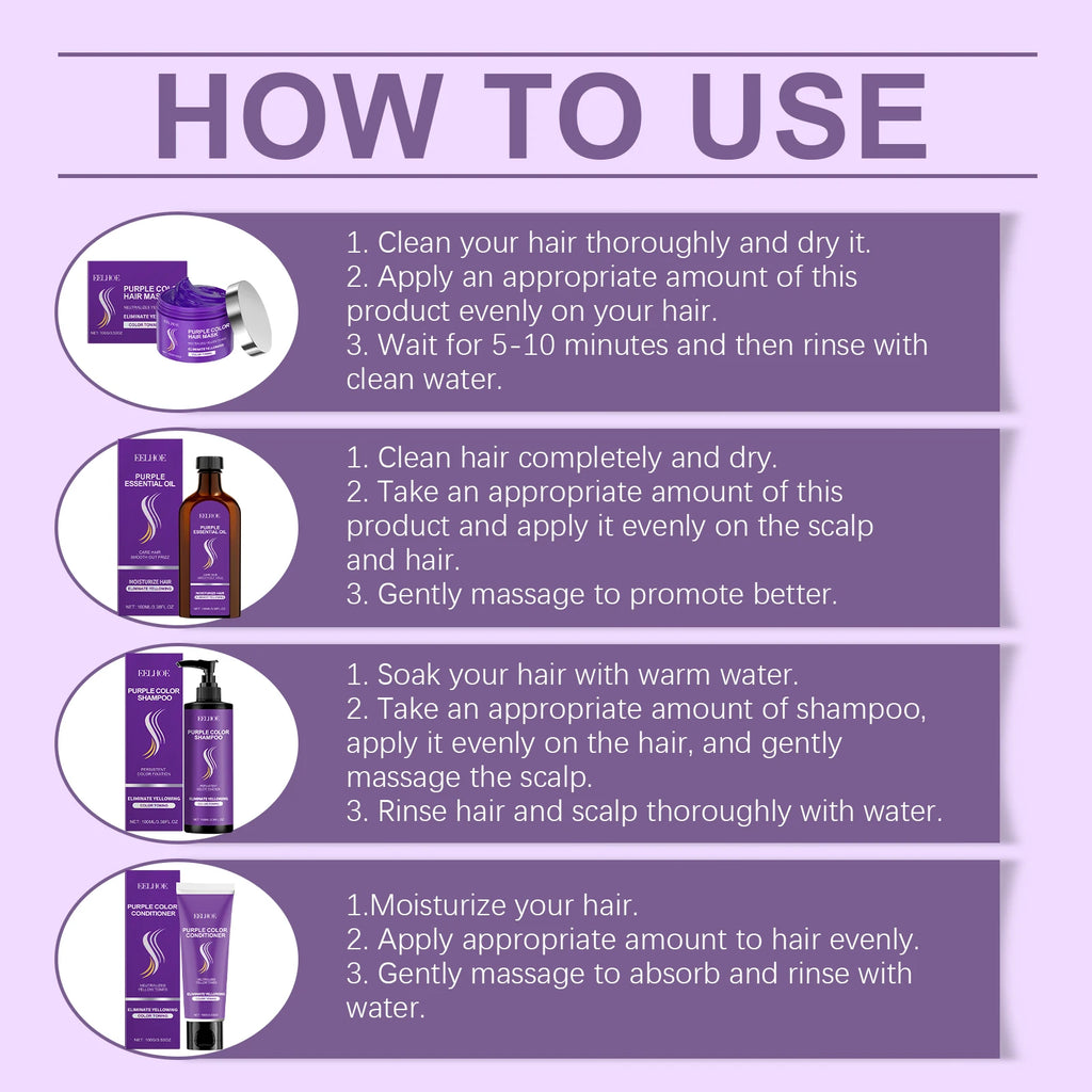 Purple Color Hair Mask Dyed Hair Lock Hair Color Repair Damaged Hair Smooth Cleansing Naturalc Gentle Nonirritating Hair Care
