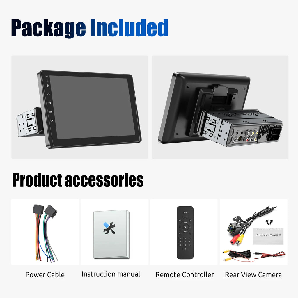 ESSGOO 9" Single DIN Wireless CarPlay Android Auto Car Stereo Player Radio IPS Screen FM BT Handsfree USB AUX TF SWC Mirror Link
