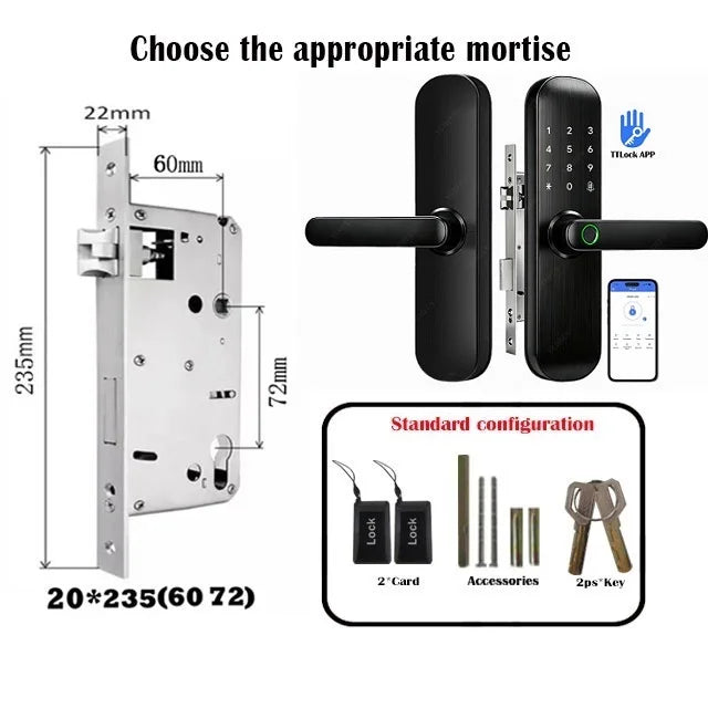 TTLock / Tuya WiFi Smart Fingerprint Door Lock Biometric Digital Lock with RFID Card Password for Hotel Home