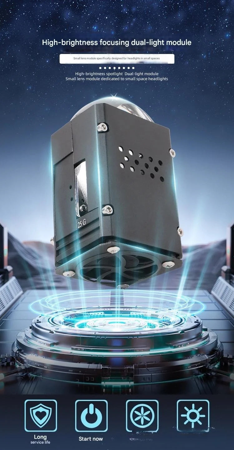 1.8 Inch Bi LED Projector Headlight with Halo Laser Lens High Power Dual Lamp Cup Dual Beam Retrofit Matrix Car LED Bulb Upgrade