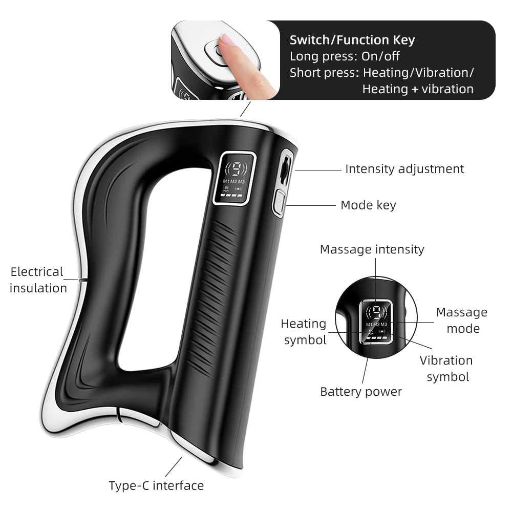 Electric Fascia Knife Massager High Frequency Vibration Muscle Scraper 9 Gears Portable Full Body Deep Tissue Muscle Relaxation Device for Gym Office Home