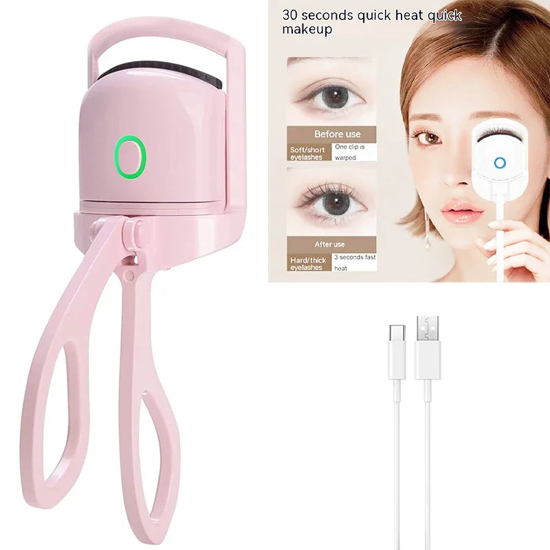 1pc Electric Heated Eyelash Curler with Eyelash Card Makeup Eye Lashes Curler Tools Longlasting Eye Lash Perm Eyelashes Clip