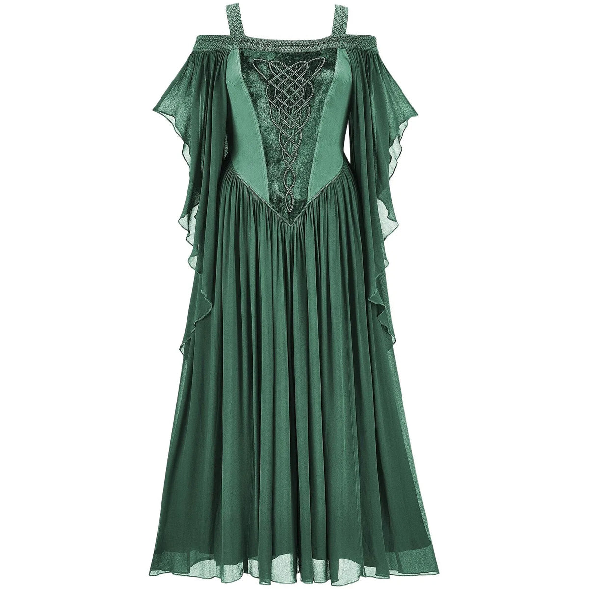 Medieval Witch Dress Women Halloween Carnival Party Fancy Dresses Cold Shoulder Butterfly Sleeve Cosplay Halloween Gothic Dress
