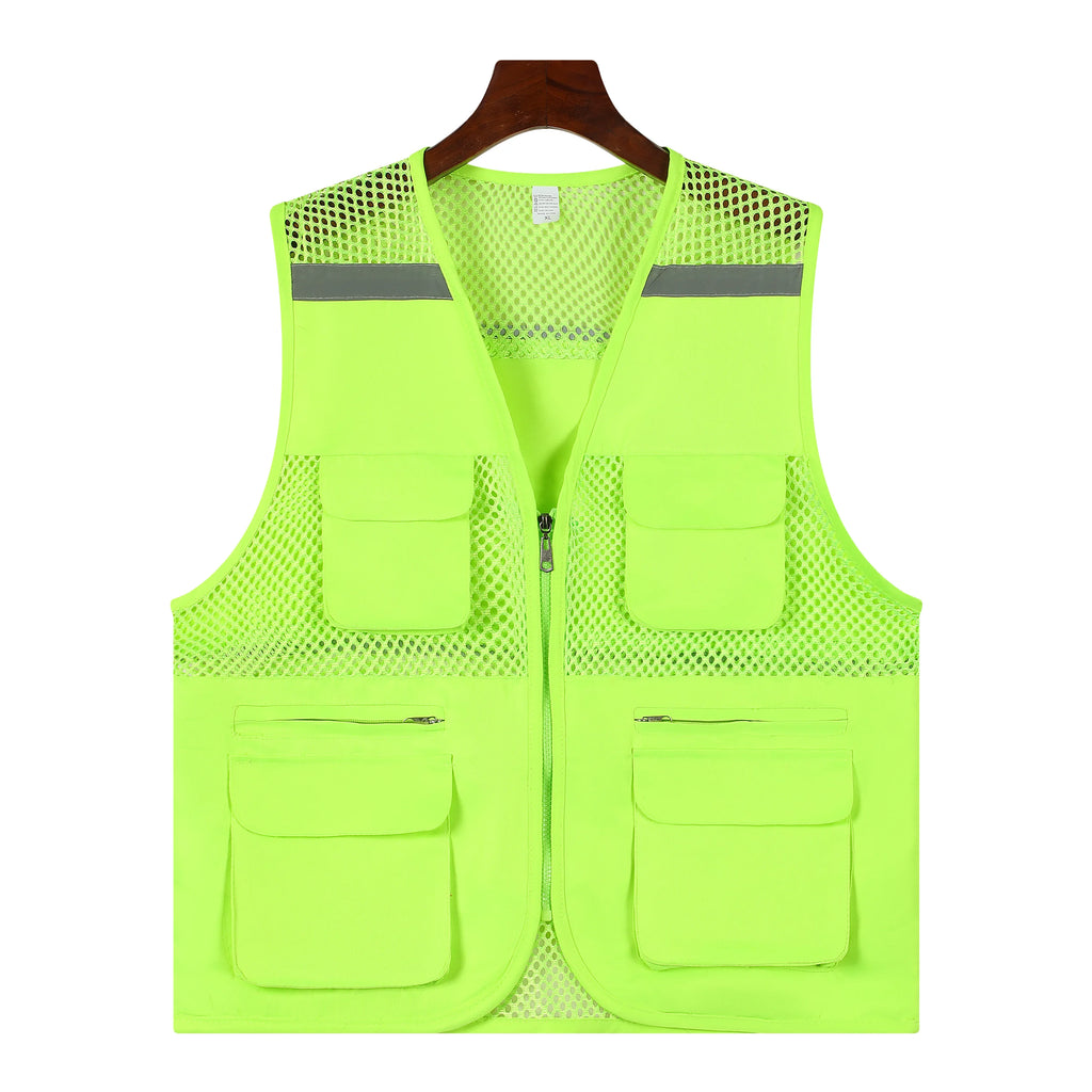 2026 Printing Logo Breathable Men's Summer Mesh Vest Photography Work Multi-Pockets Outdoors Journalist's Vest Sleeveless Vest