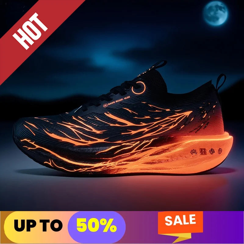 Fluorescence Running Shoes CarbonBoard Marathon Men Sports Breathable Women's Comfortable Athletic Sneakers Soft Wear Resistant