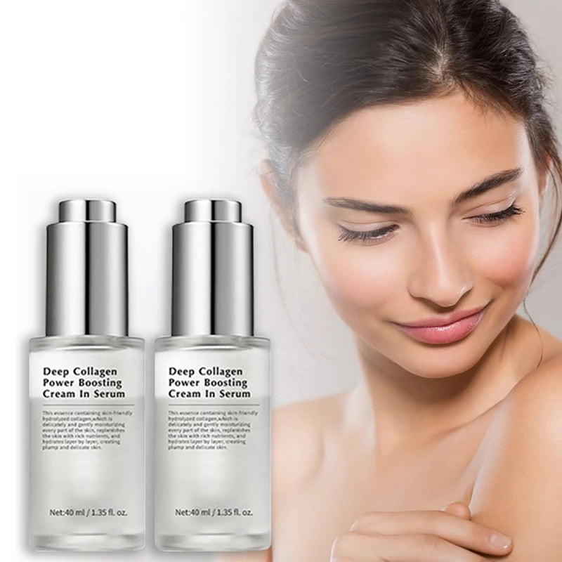 Korean Collagen Power Boosting Cream Serum, Volufiline Niacinamide Firmer Plumper Skin, Wrinkle Elasticity Lightweight Care 40ml