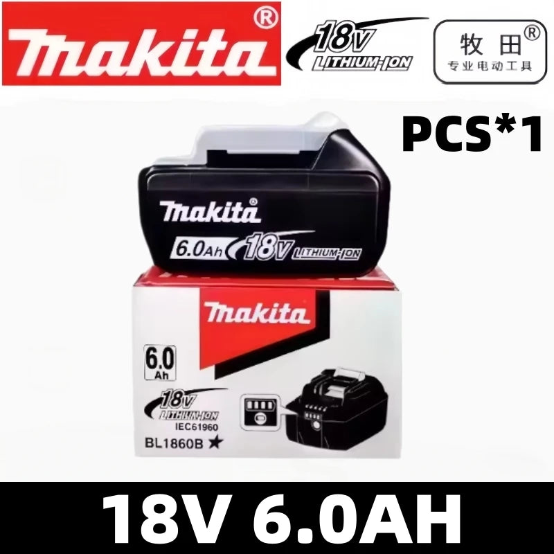 Original Makita 18V 6.0Ah Rechargeable Battery ,For Makita BL1830 BL1830B BL1840 Power Tools Battery+electric drill+charger